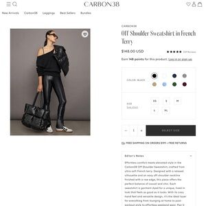 Carbon38 Black One-Shoulder French Terry Sweatshirt